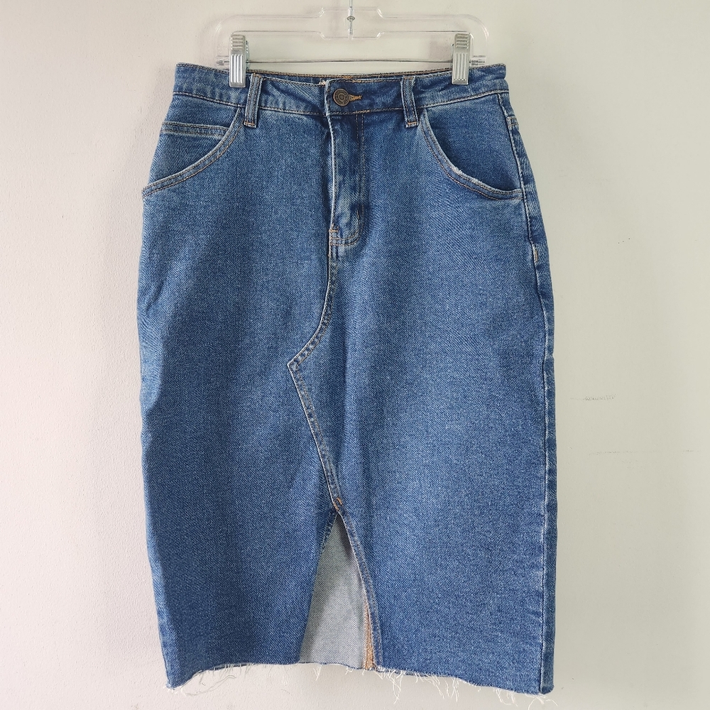 Great Smoky Los Angeles Denim Front Slit Skirt Medium